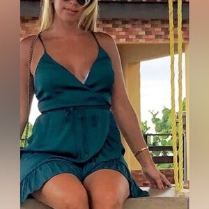 Free People All My Love Wrap Dress Black Satin XS